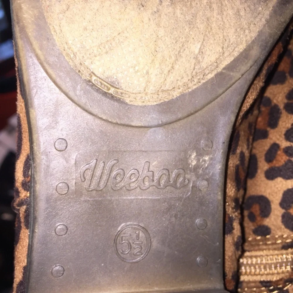 Weeboo ankle braided strap leopard bootie